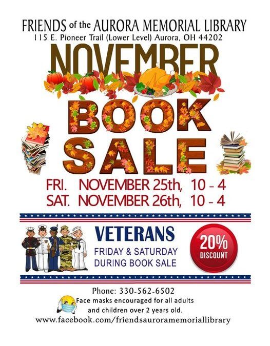 FRIENDS OF THE AURORA MEMORIAL LIBRARY’S NOVEMBER BOOK SALE